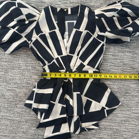 NWT JOHANNA ORTIZ Mastermind Two-tone Puff-sleeve Top In Black/Ecru Size 0 - Picture 10 of 14